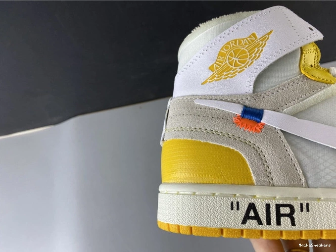MaikeSneakers Powder Jordan 1 Dark Air NRG White Off-White x AQ0818-149 Yellow-Cone 0812